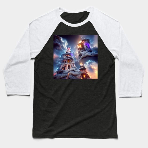 Tower Of Illusion Artificial Intelligence Arts Baseball T-Shirt by Artificial Intelligence Art